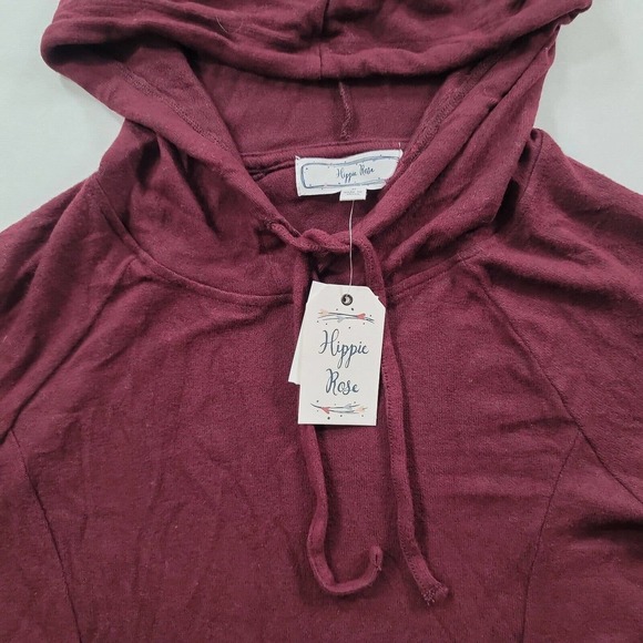 Hippie Rose Burgundy Red Sweater Hoodie Juniors Large - Picture 3 of 7